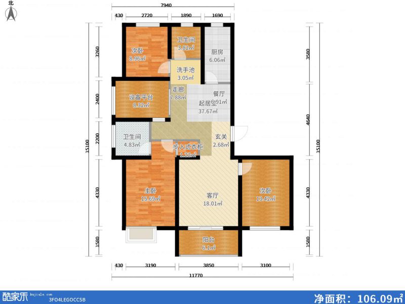 包頭裝修方案包頭濱江國際121㎡